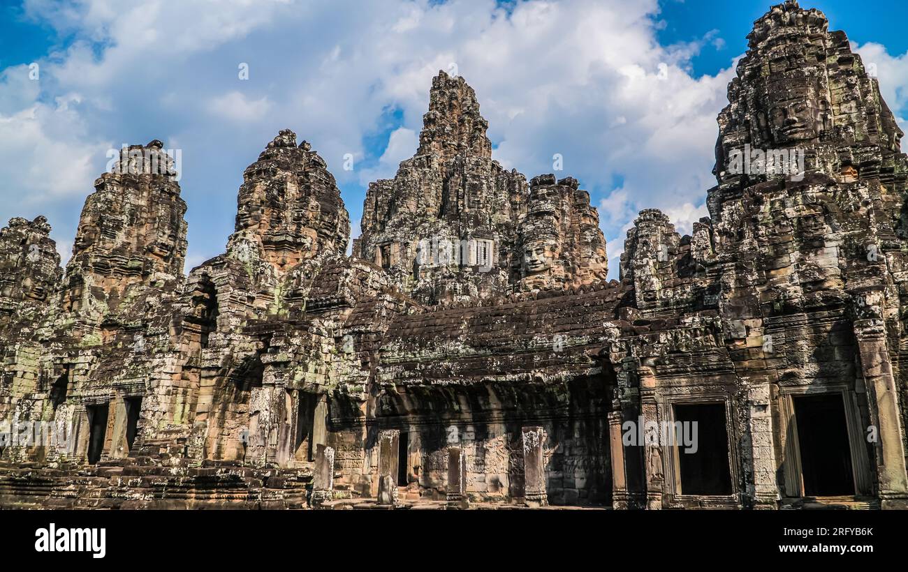 Ancient ruins Thom Bayon temple - famous Cambodian landmark, Angkor Wat ...