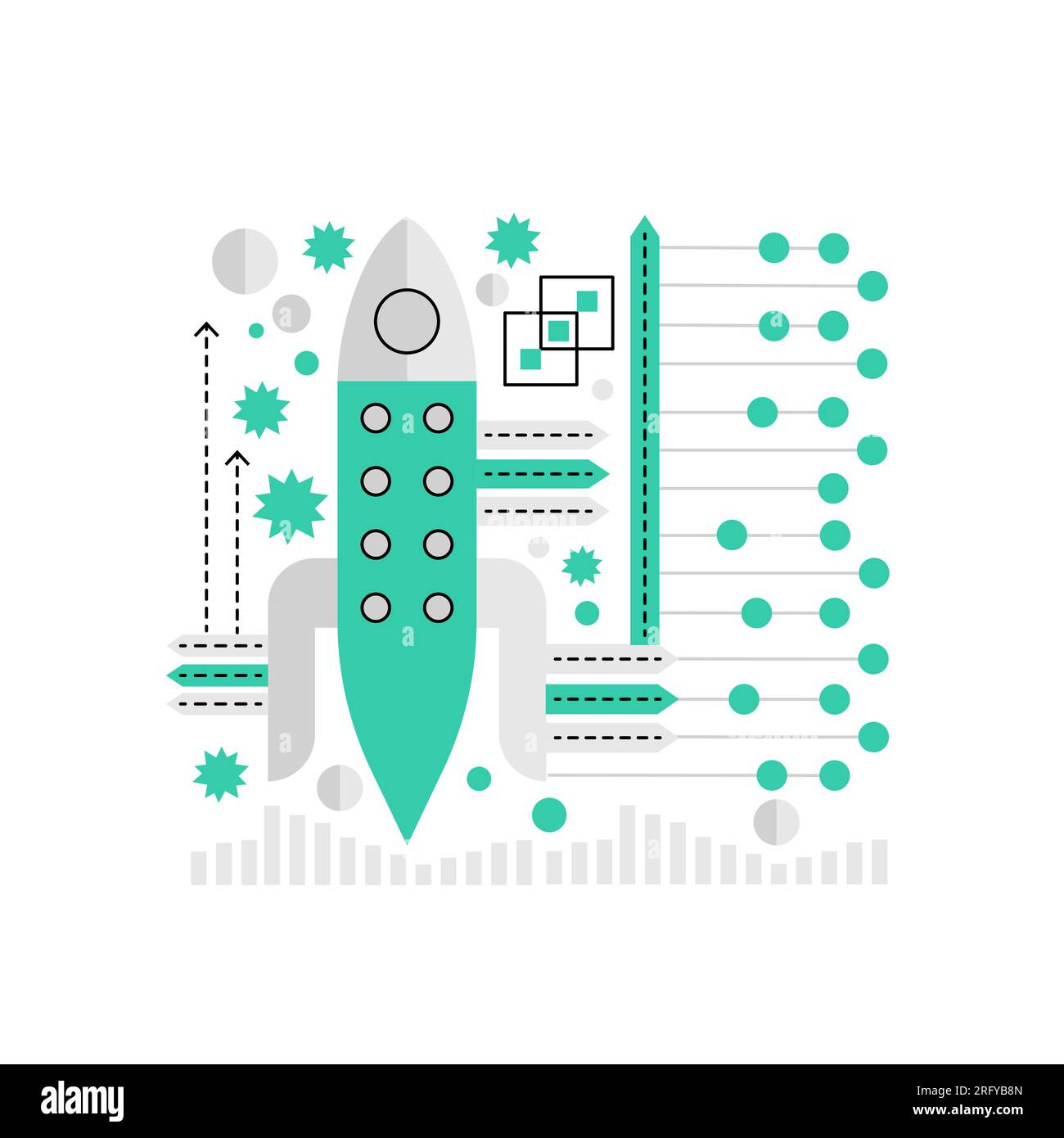 Space industry research. Cosmos exploration, aerospace industry vector ...