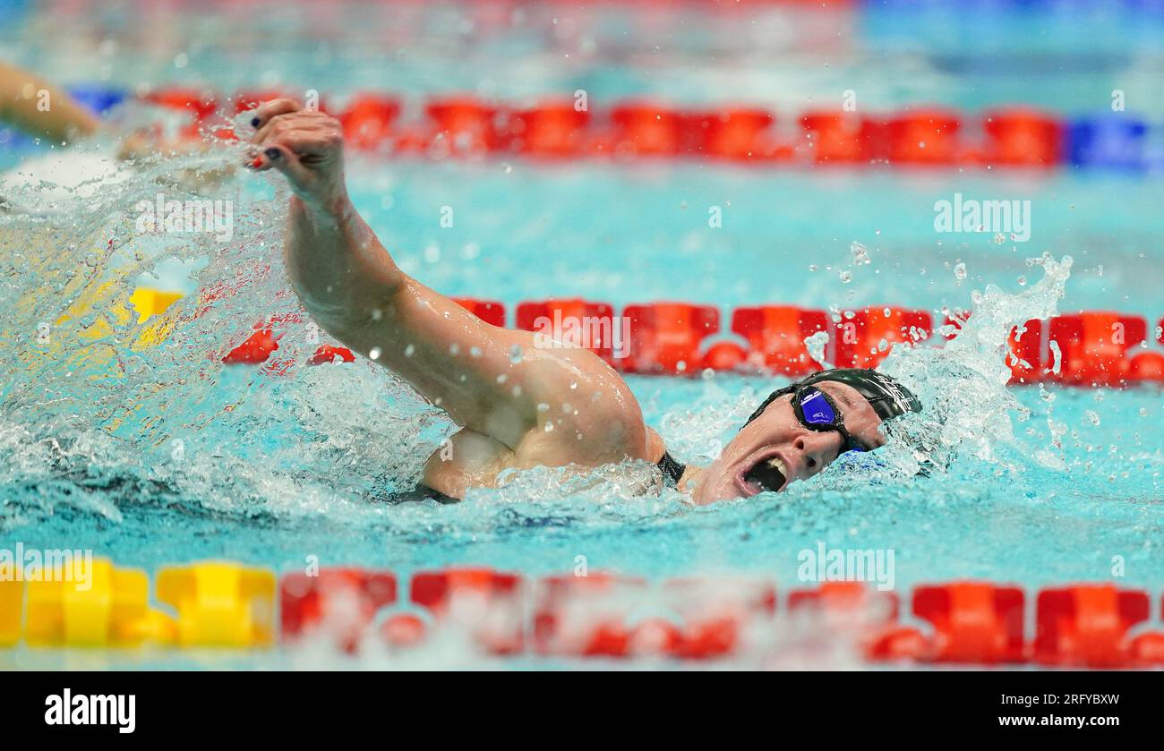 Great Britain's Suzanna Hext in the Women's 100m Freestyle S5 final during day seven of the 2023 Para Swimming World Championships at the Manchester Aquatics Centre, Manchester. Picture date: Sunday August 6, 2023. Stock Photo