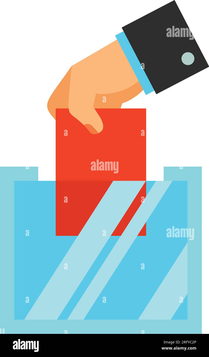Hand dropping vote paper into ballot box Stock Vector