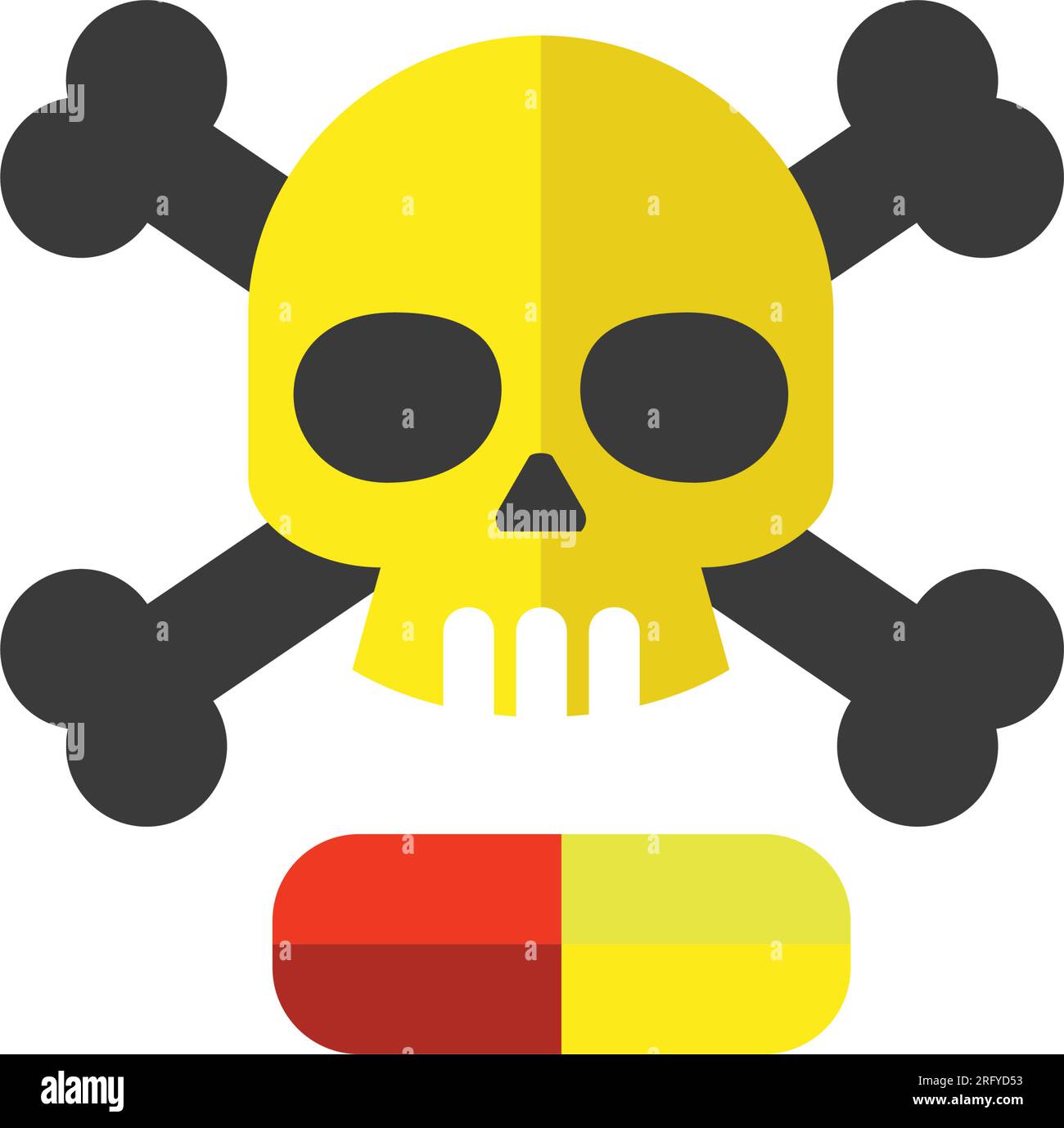 Death emblem with narcotic drug pill icon Stock Vector
