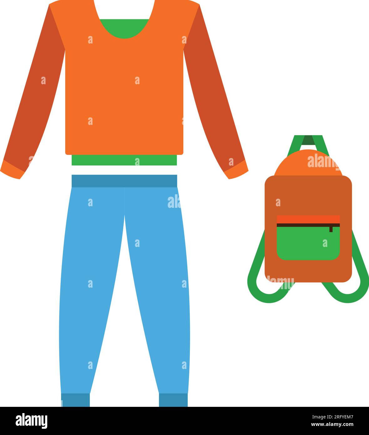 Tracksuit of trousers, sweater, backpack Stock Vector