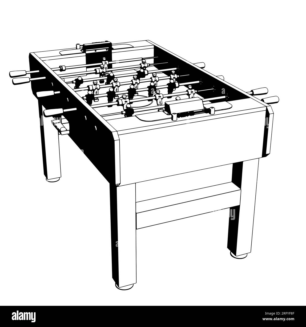 Stylized vector illustration of a classic foosball table Stock Vector