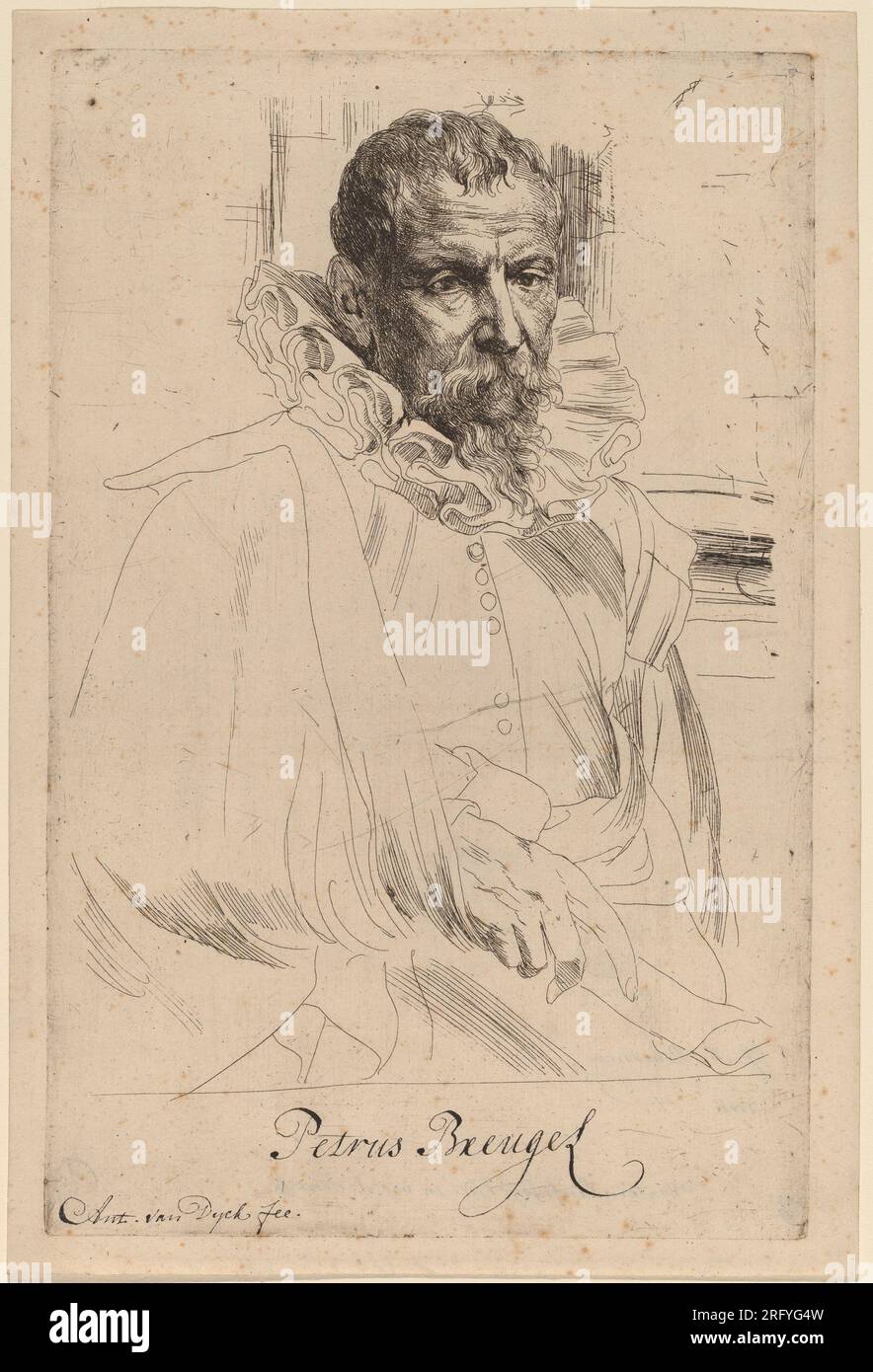 'Sir Anthony van Dyck, Pieter Bruegel the Younger, probably 1626/1641, etching, plate: 24.1 x 15.5 cm (9 1/2 x 6 1/8 in.) sheet: 25.7 x 17.3 cm (10 1/8 x 6 13/16 in.), Rosenwald Collection, 1943.3.8249' Stock Photo