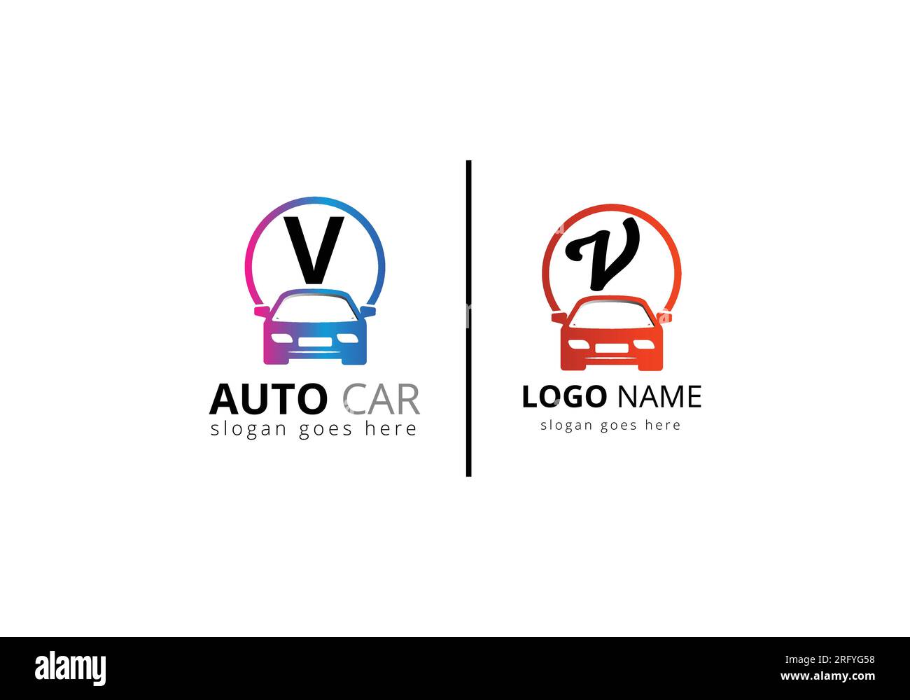 Abstract Car logo On Letter V sign symbol for Automotive Company Stock