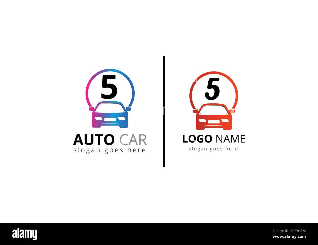 Abstract Car logo On Letter 5 sign symbol for Automotive Company. Stock Vector