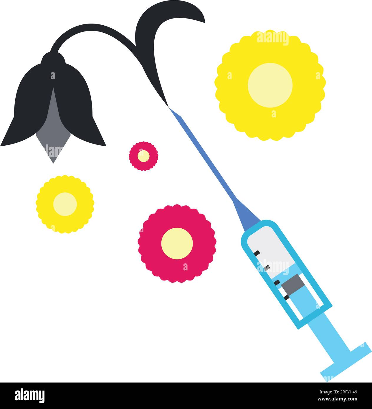 Syringe with slack flower vector icon Stock Vector