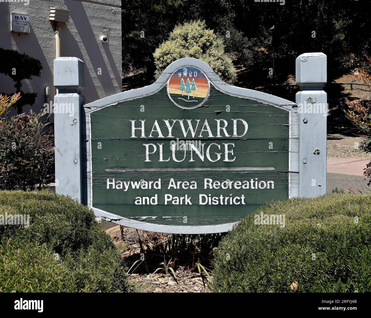 Hayward Plunge indoor swimming pool sign in Hayward, California Stock Photo