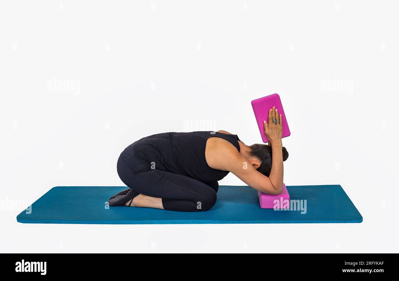 Trauma releasing exercises, senior citizen woman in her sixties ...