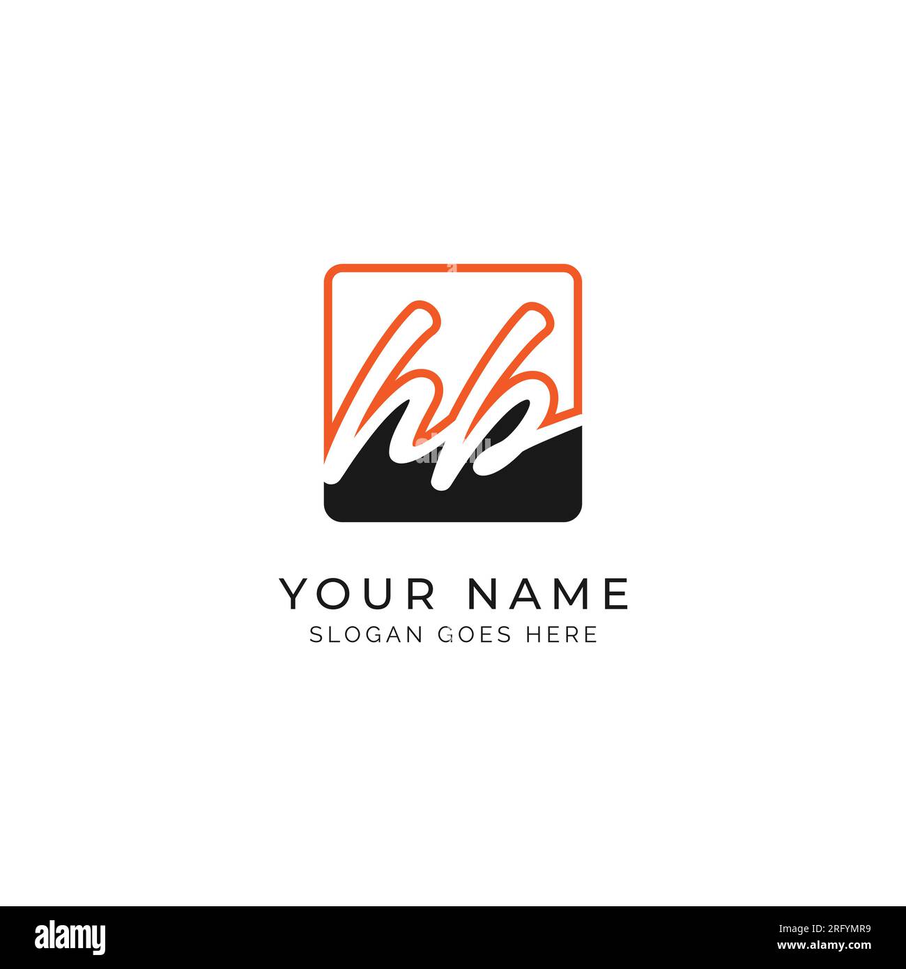 H, B, HB Initial letter handwritten and signature vector image template in square shape log Stock Vector