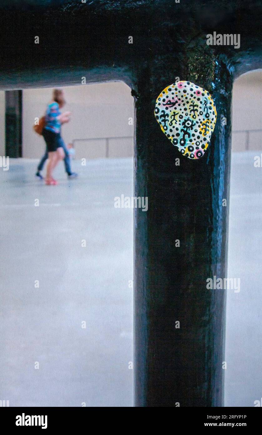 Closeup of chewing gum painting by Ben Wilson chewing gum man the Tate Modern Turbine Hall Stock Photo