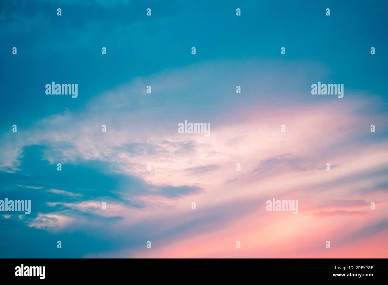 Beautiful blue pink sky at sunset. Natural background Stock Photo - Alamy