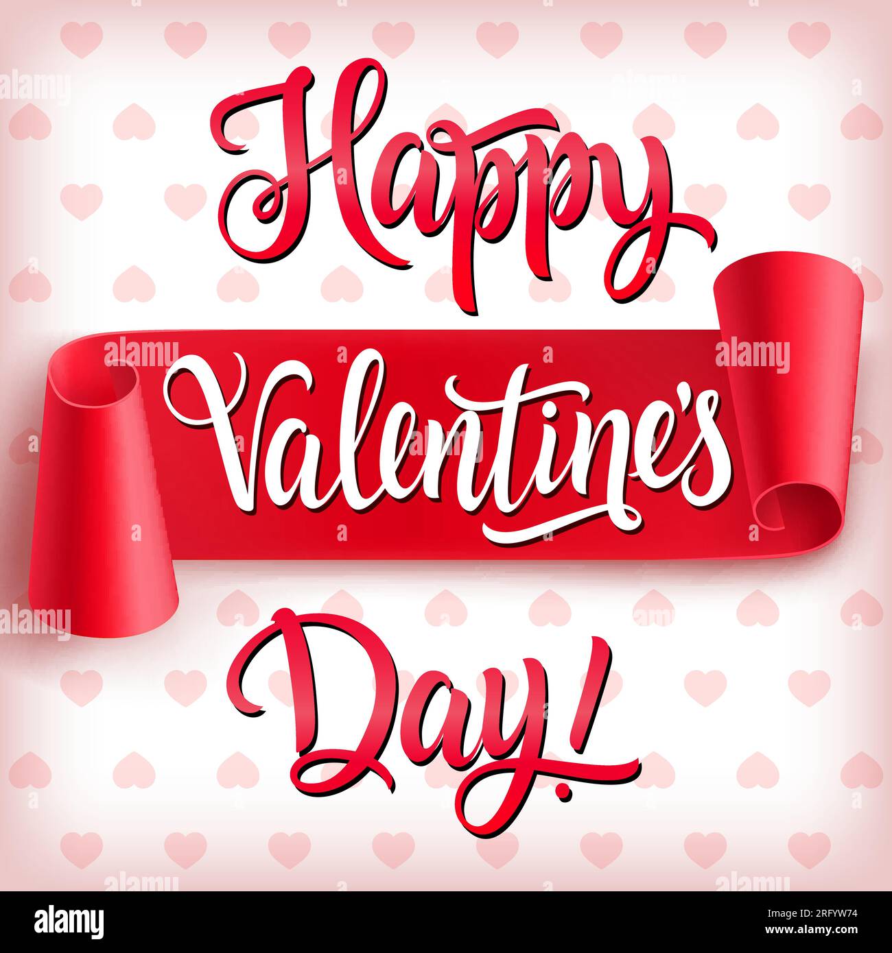 Happy Valentine Day Lettering and Ribbon Stock Vector Image & Art - Alamy
