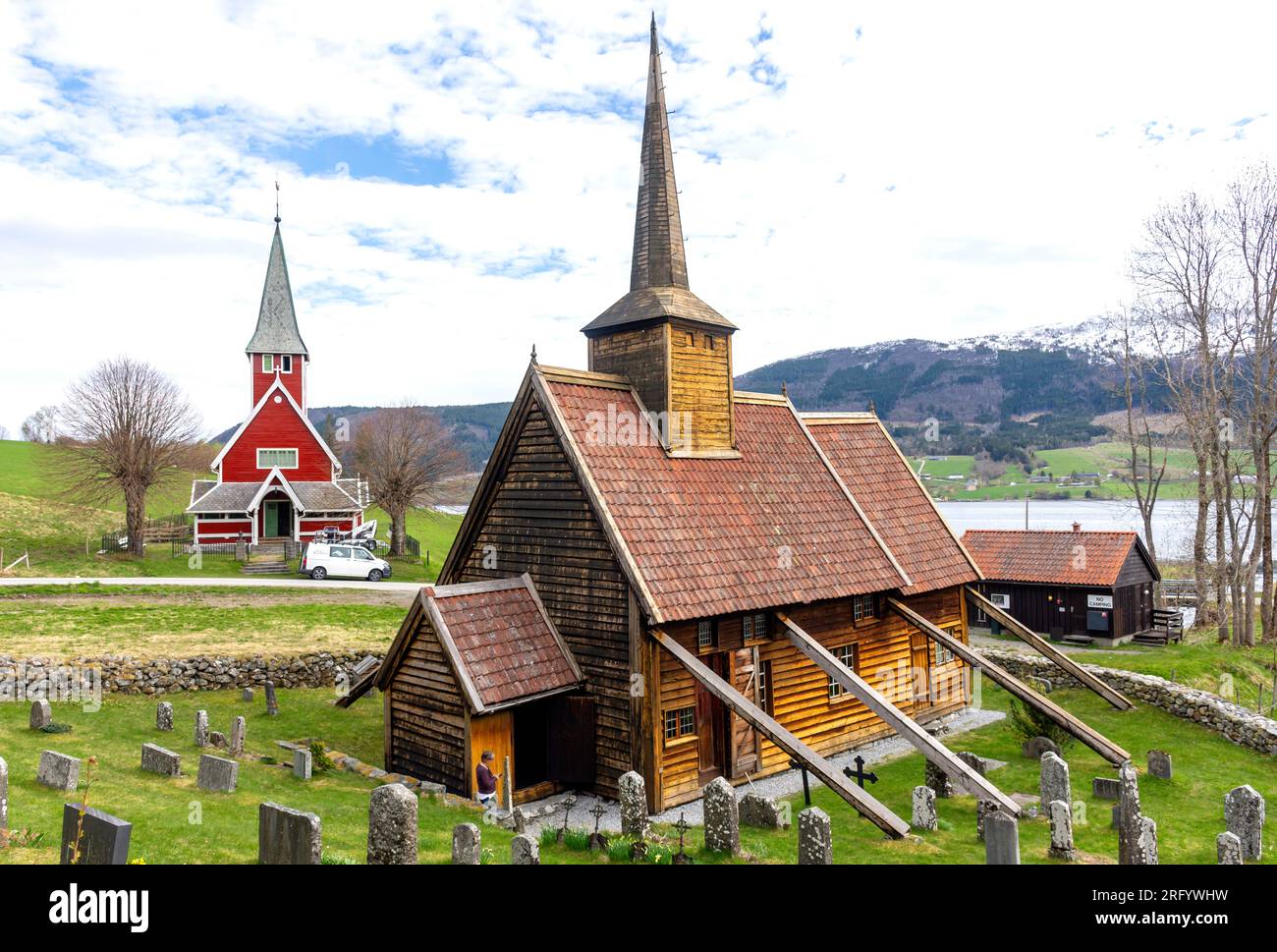 14th century Rødven Stave Church, Stavkyrkjevegen, Rødven, Åndalsnes, Møre og Romsdal County, Norway Stock Photo