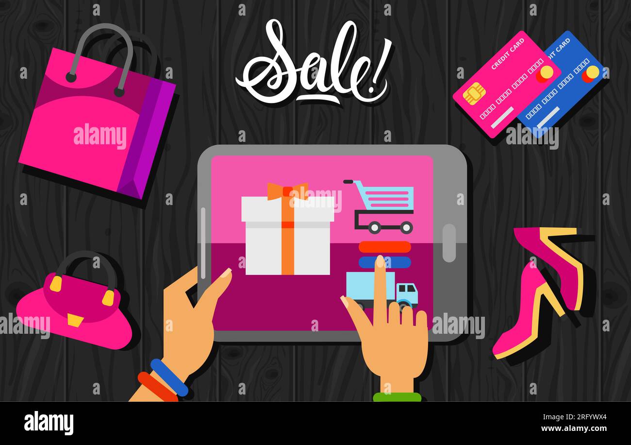 Sale Calligraphic Lettering with Tablet Stock Vector Image & Art - Alamy
