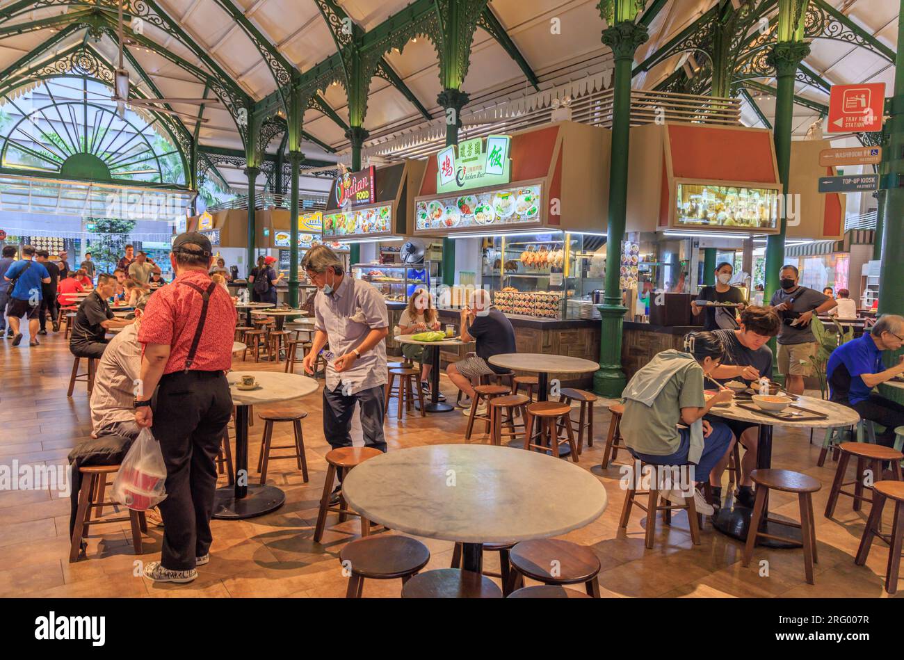 Lau Pa Sat food court in the Downtown Core of Singapore Stock Photo