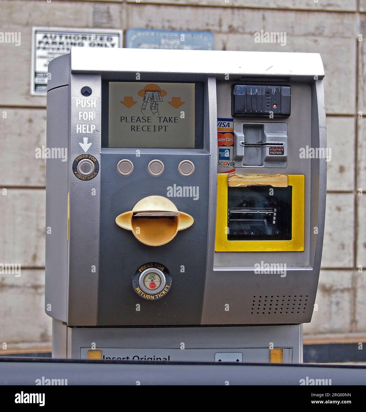 payment machine at exit from the parking garage in Union Station in Los Angeles, California Stock Photo