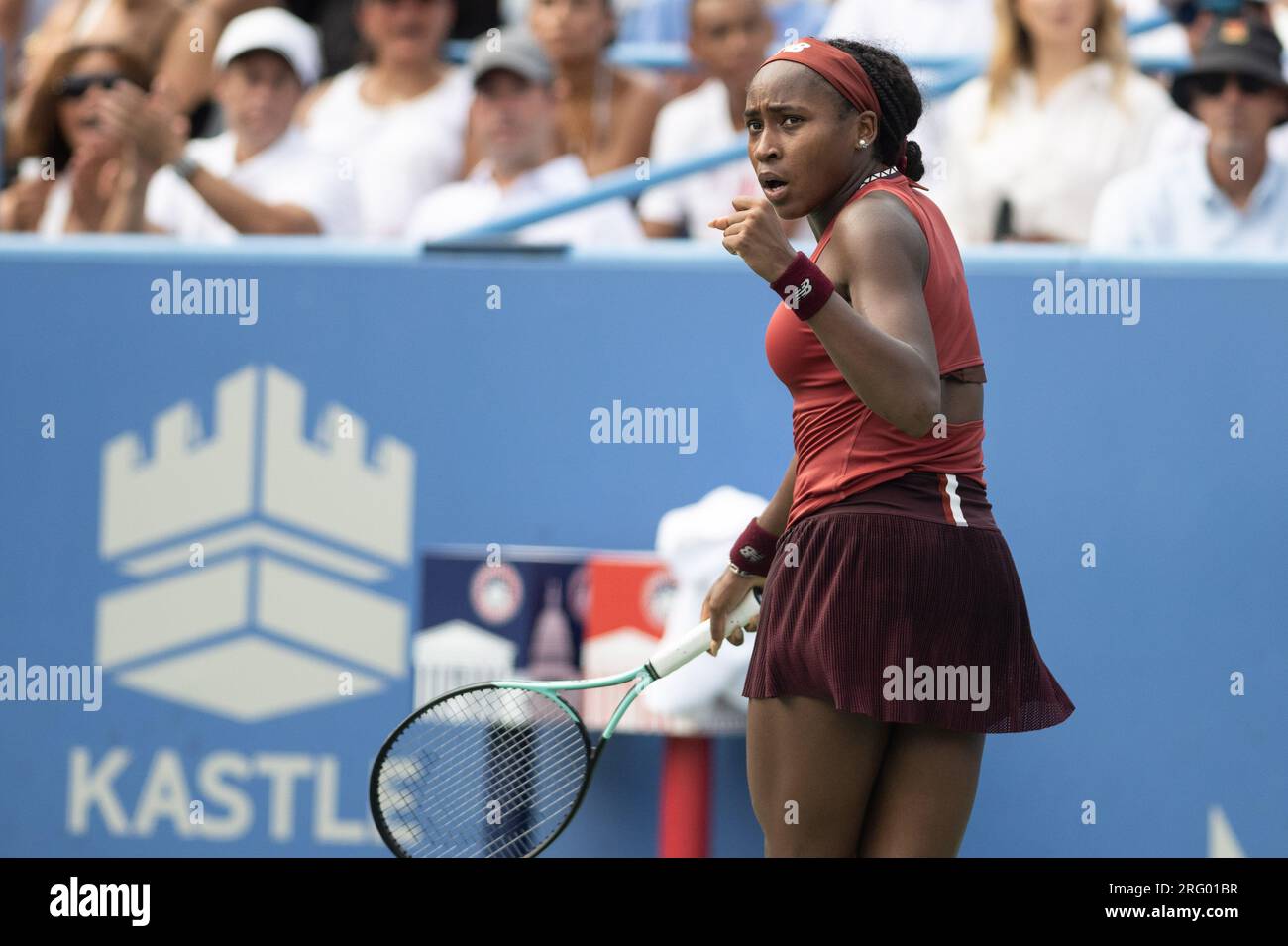 Washington, D.C, USA. 30th July, 2021. COCO GAUFF pumps her fist during the women's singles final of the Mubadala Citi Open at the Rock Creek Tennis Center. (Credit Image: © Kyle Gustafson/ZUMA Press Wire) EDITORIAL USAGE ONLY! Not for Commercial USAGE! Stock Photo