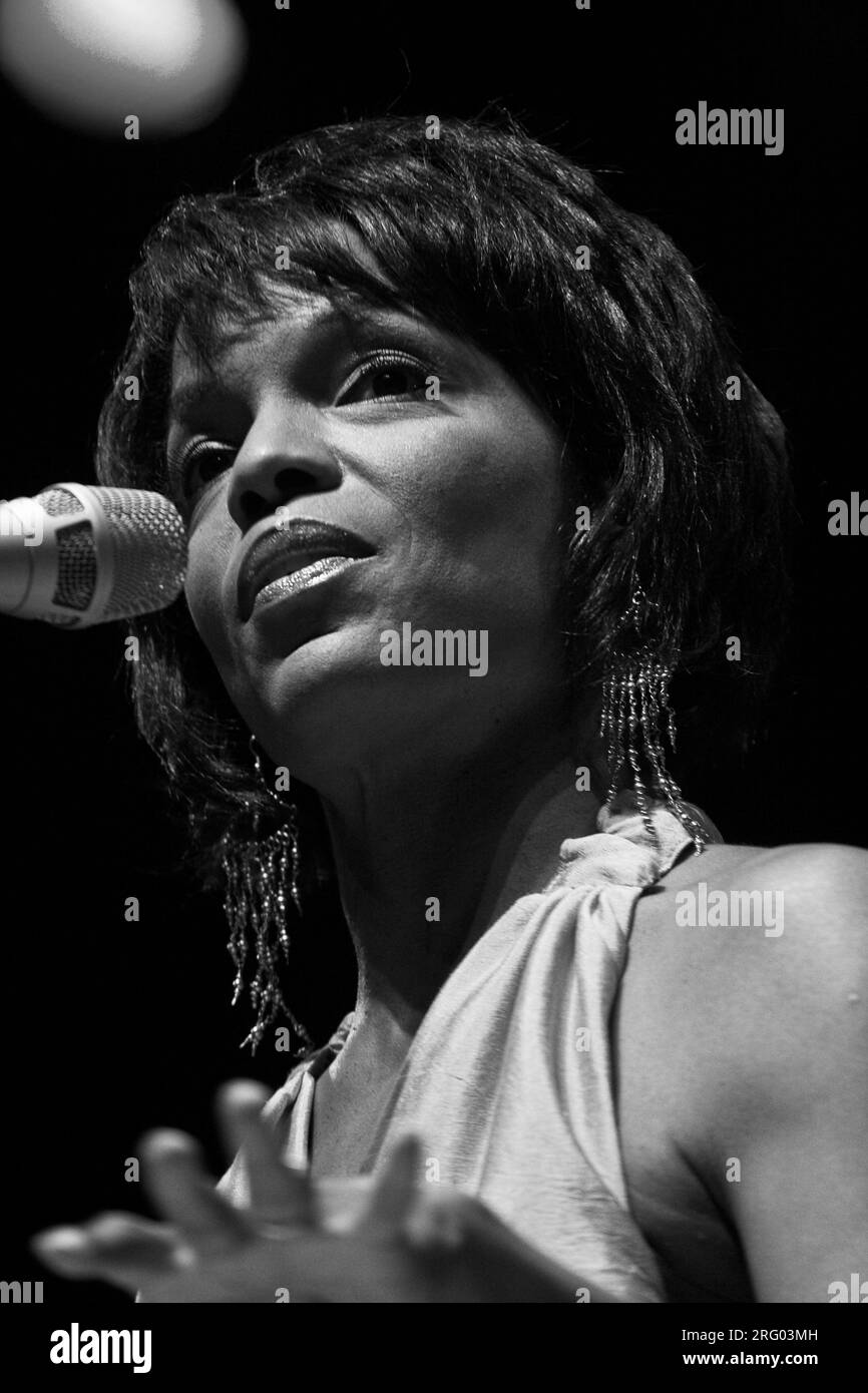NNENNA FREELON sings with the 50th ANNIVERSARY ALL-STARS at the 50th anniversary MONTEREY JAZZ FESTIVAL - MONTEREY, CALIFORNIA Stock Photo