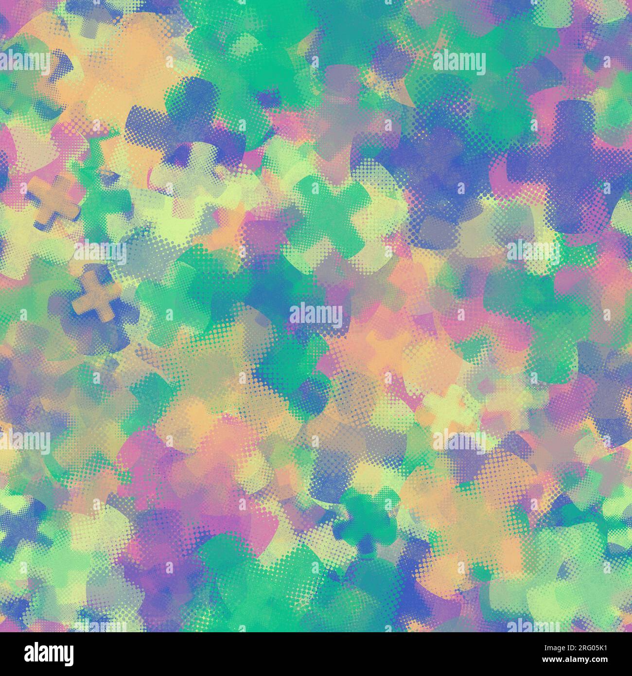 Plus signs with halftone texture. Multicolored bright background