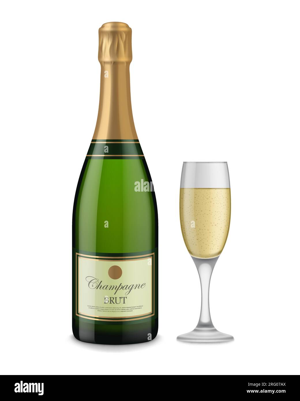 Corked Champagne Bottle and Full Glass Stock Vector Image & Art Alamy