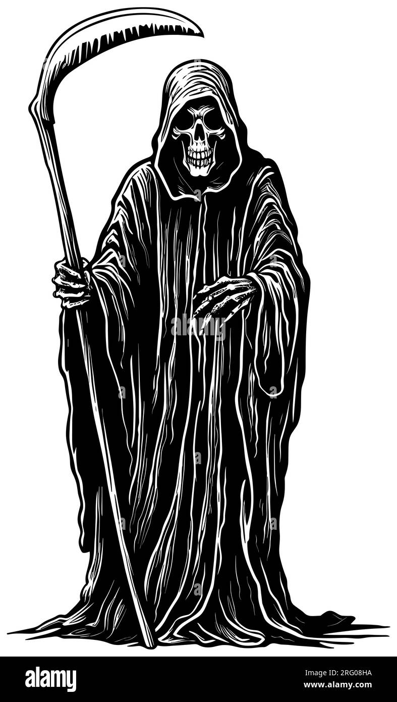 Grim Reaper Linocut Stock Vector