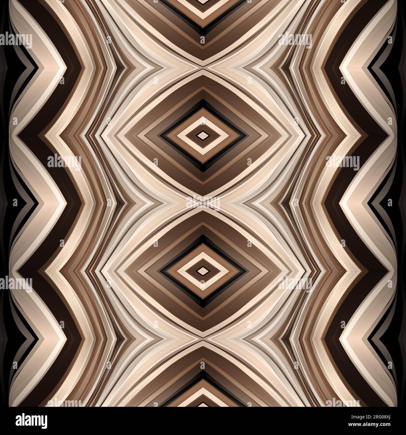 Dark brown and beige seamless pattern with geometric futuristic abstract texture. Vector background. Stock Vector