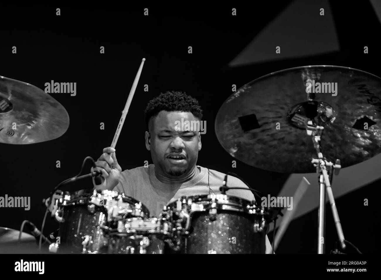 Drummer Greg Clark plays for Ledisi at the 2021 Monterey Jazz Festival