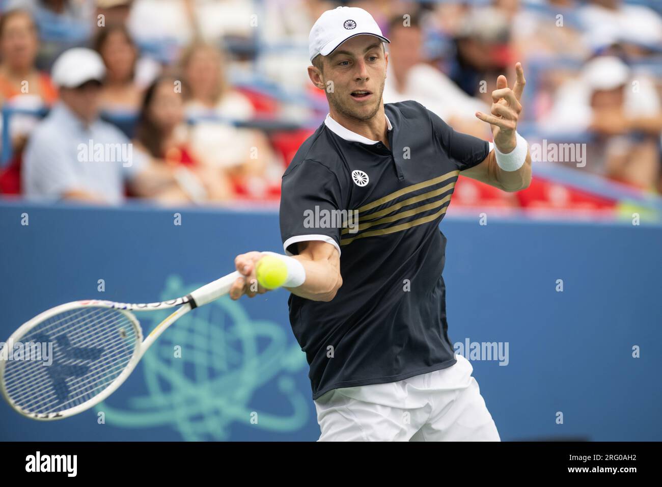 Washington, D.C, USA. 30th July, 2021. TALLON GRIEKSPOOR hits a forehand during the men's singles final of the Mubadala Citi Open at the Rock Creek Tennis Center. (Credit Image: © Kyle Gustafson/ZUMA Press Wire) EDITORIAL USAGE ONLY! Not for Commercial USAGE! Stock Photo