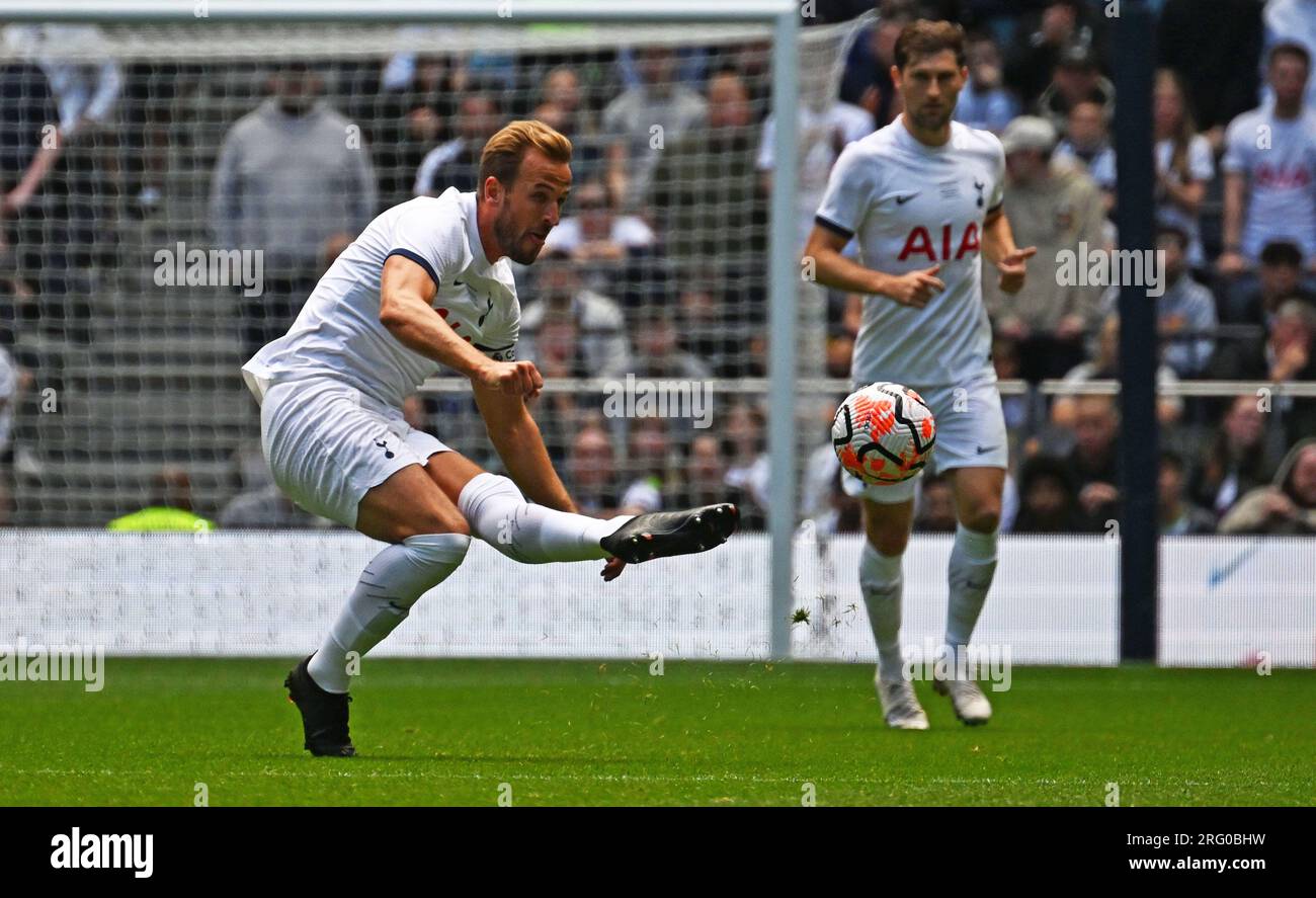 London, UK. 08th Aug, 2023. Harry Kane of Tottenham Hotspur in action. Preseason friendly match, Tottenham Hotspur v Shakhtar Donetsk at the Tottenham Hotspur Stadium in London on Sunday 6th August 2023. this image may only be used for Editorial purposes. Editorial use only, pic by Sandra Mailer/Andrew Orchard sports photography/Alamy Live news Credit: Andrew Orchard sports photography/Alamy Live News Stock Photo