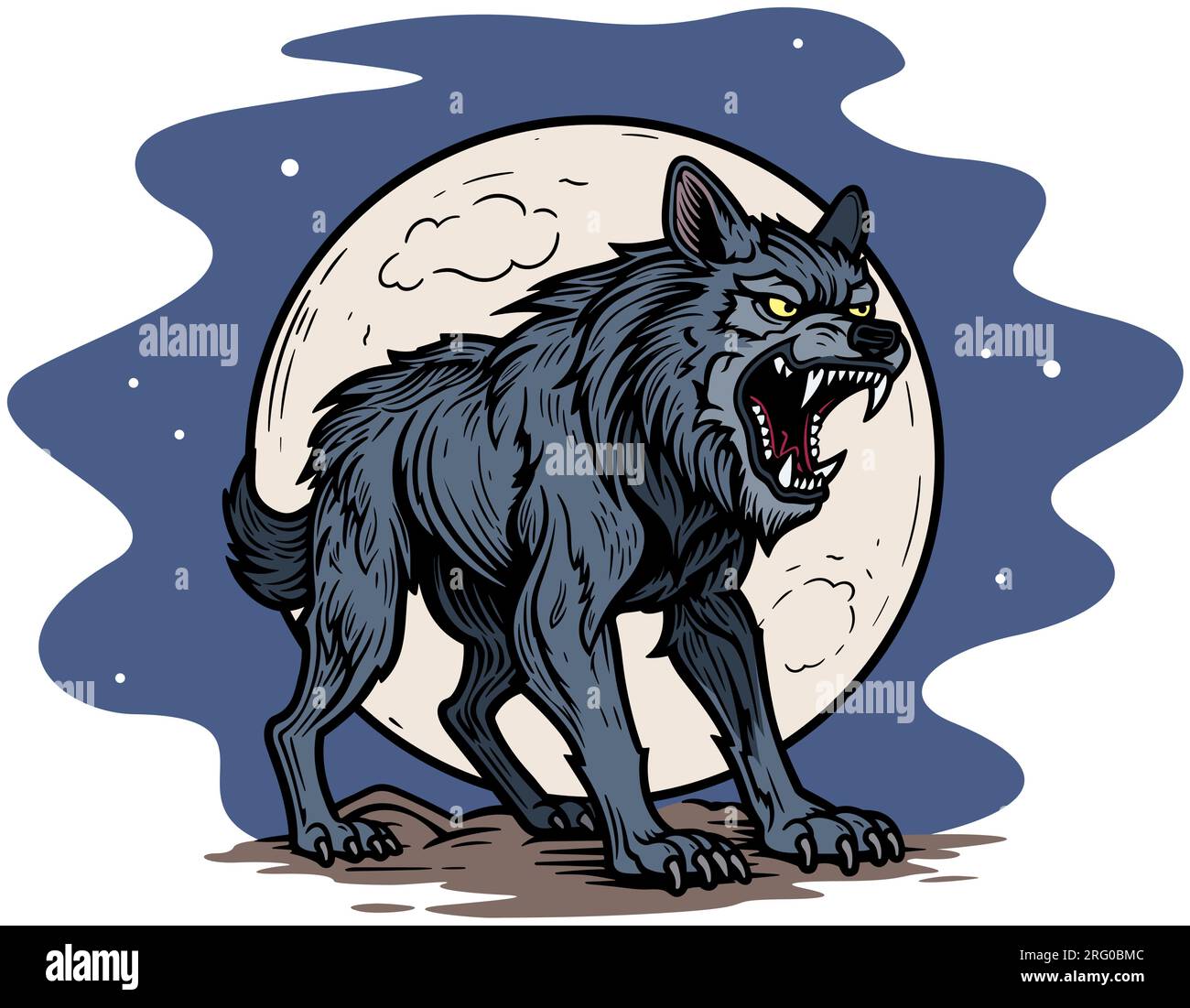 Wolf at Night Stock Vector