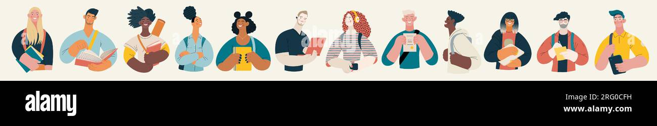 People portrait - Students -Modern flat vector concept illustration of ...