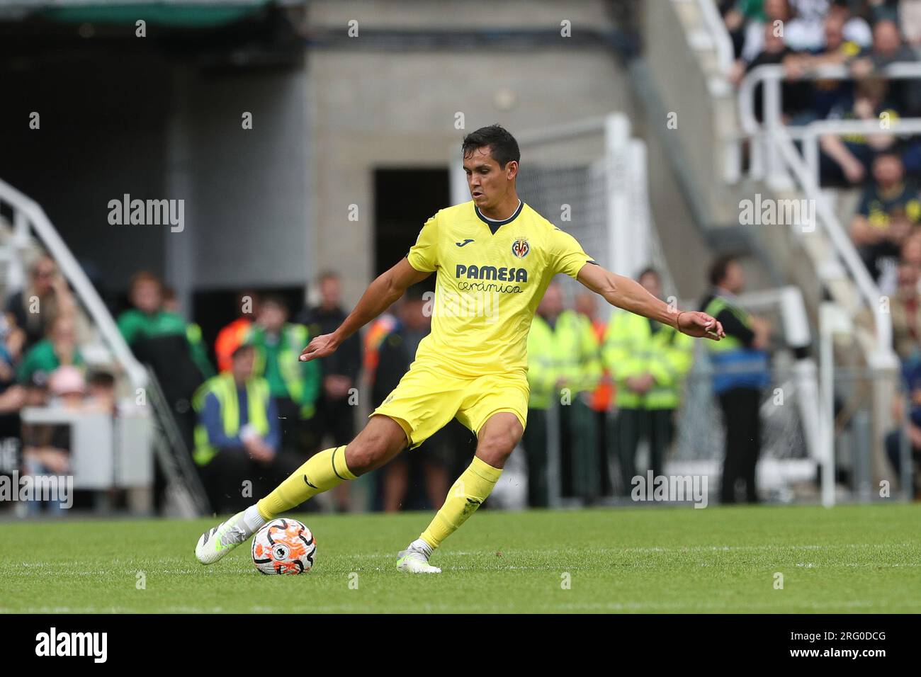 Villareal's Aissa Mandi in action during the Sela Cup match between Newcastle United and Villareal CF at St. James's Park, Newcastle on Sunday 6th August 2023. (Photo: Mark Fletcher | MI News) Credit: MI News & Sport /Alamy Live News Stock Photo