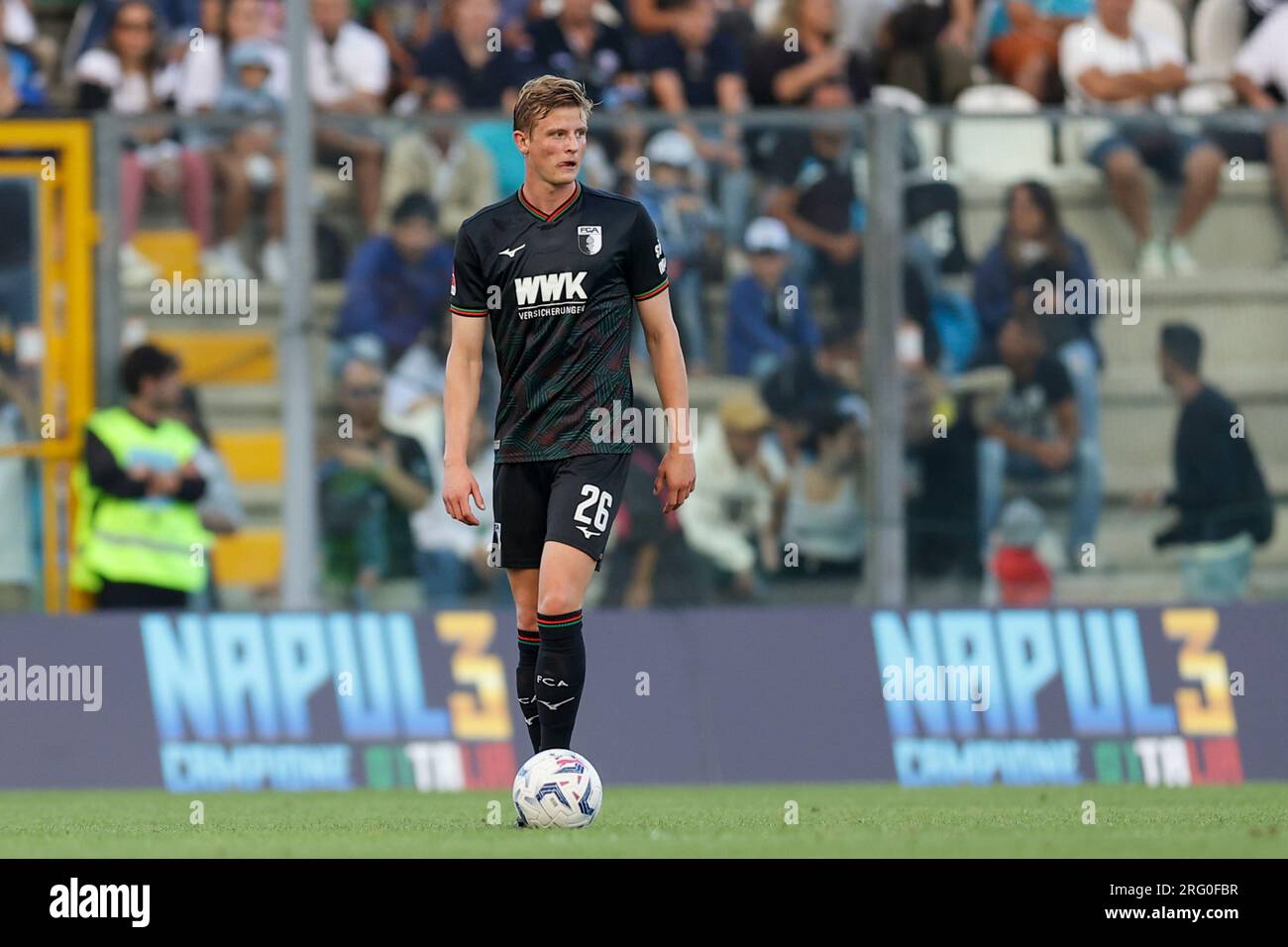 Augsburg's Danish defender Frederik Winther controls the ball during friendly match SSC Napoli vs  FC Augsburg. Stock Photo