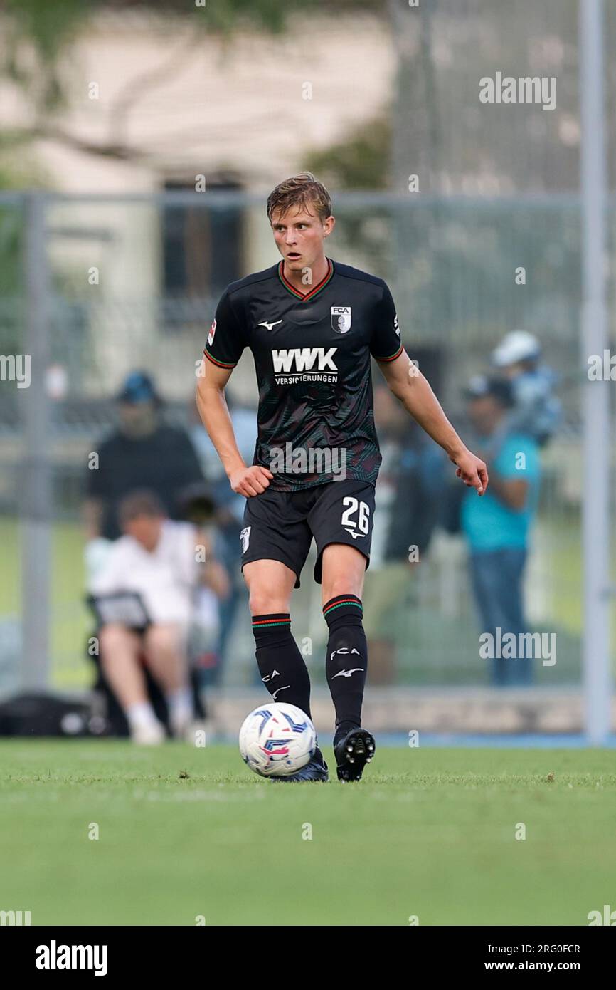 Augsburg's Danish defender Frederik Winther controls the ball during friendly match SSC Napoli vs  FC Augsburg. Stock Photo