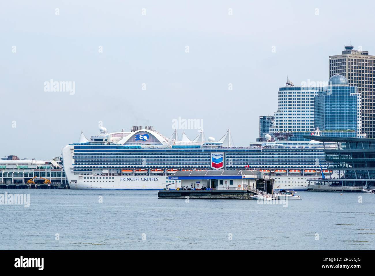 Floating gas station in the harbour providing fuel for boats in