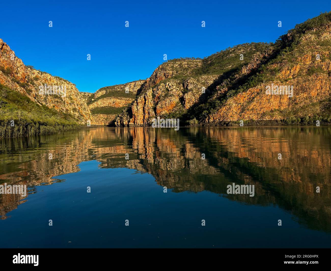 The stunning sandstone layers of Cyclone creek off Talbot Bay, Kimberley Australia Stock Photo