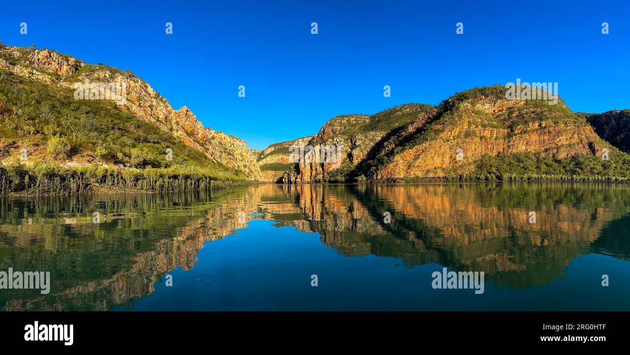 The stunning sandstone layers of Cyclone creek off Talbot Bay, Kimberley Australia Stock Photo