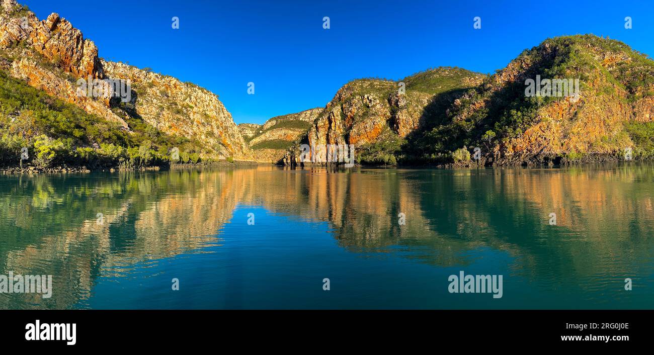 The stunning sandstone layers of Cyclone creek off Talbot Bay, Kimberley Australia Stock Photo