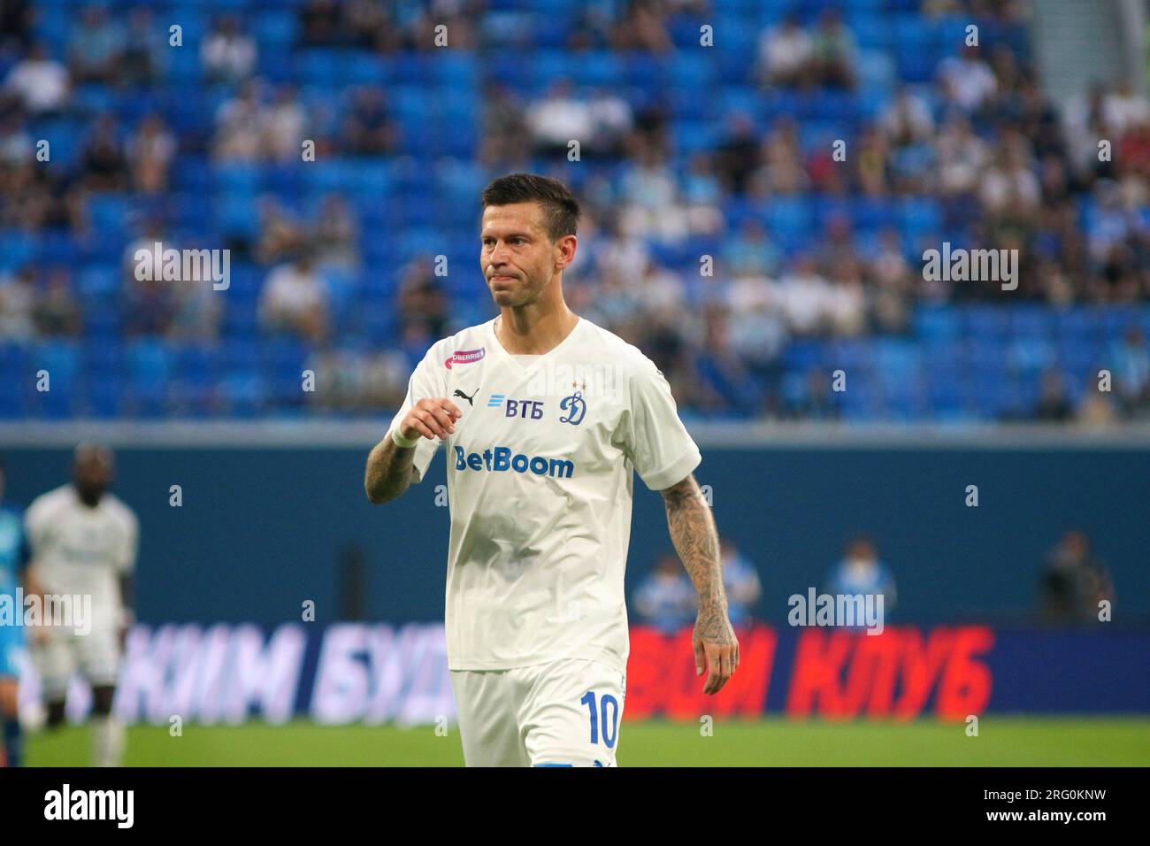 Saint Petersburg, Russia. 06th Aug, 2023. Fedor Smolov (10) of Dynamo seen during the Russian Premier League football match between Zenit Saint Petersburg and Dynamo Moscow at Gazprom Arena. Zenit 2:3 Dynamo. Credit: SOPA Images Limited/Alamy Live News Stock Photo