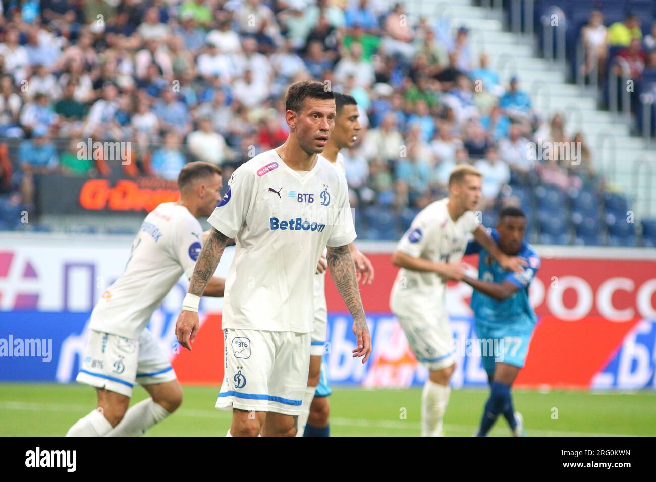Saint Petersburg, Russia. 06th Aug, 2023. Fedor Smolov (10) of Dynamo seen during the Russian Premier League football match between Zenit Saint Petersburg and Dynamo Moscow at Gazprom Arena. Zenit 2:3 Dynamo. (Photo by Maksim Konstantinov/SOPA Images/Sipa USA) Credit: Sipa USA/Alamy Live News Stock Photo