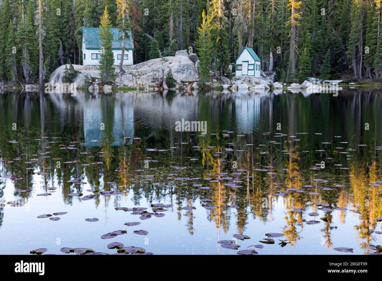 Early Morning at Mosquito lake along Ebbetts Pass road (highway 4) in Alpine County, California Stock Photo