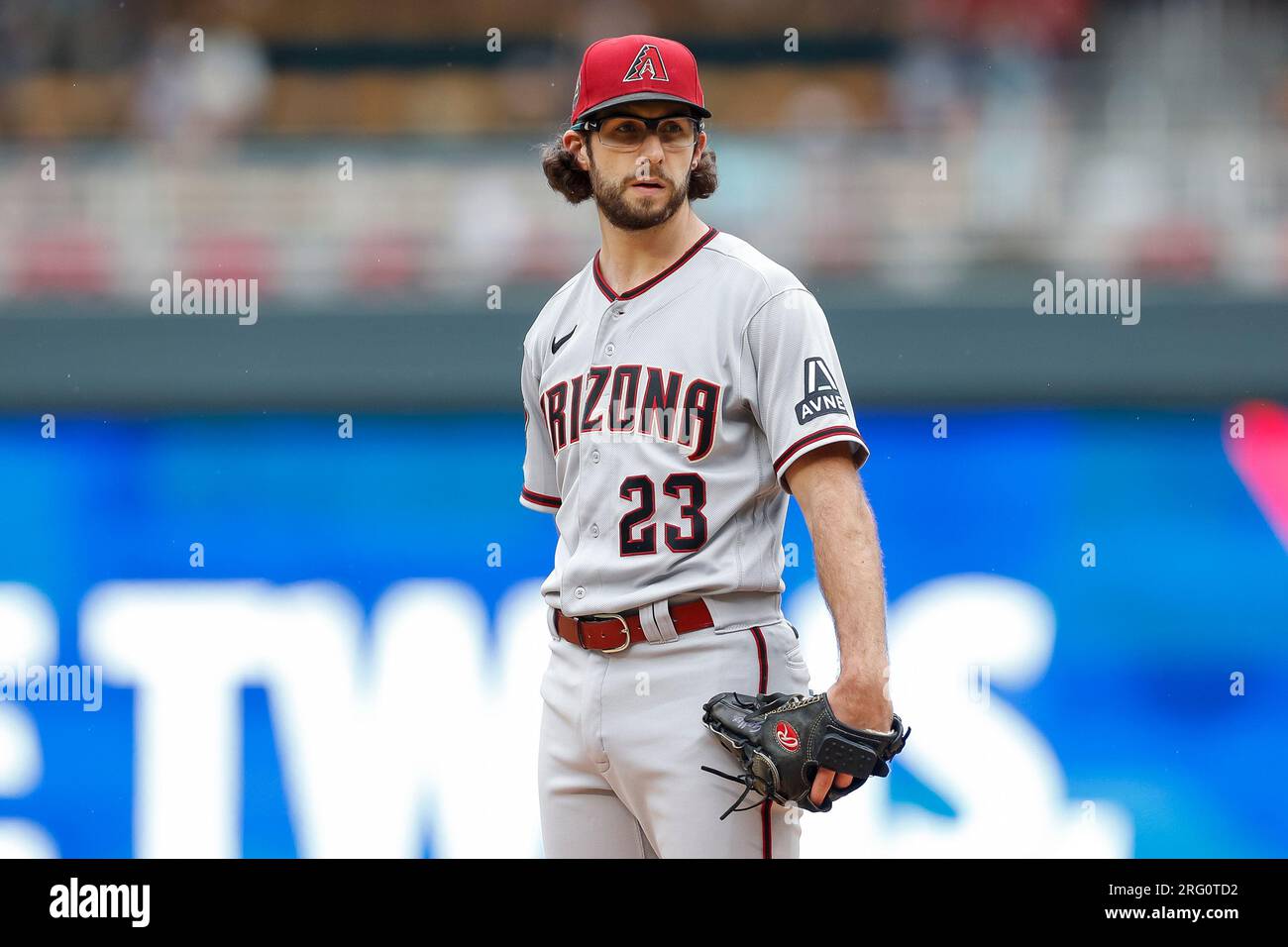 Arizona Diamondbacks starting pitcher Zac Gallen (23) gets set to pitch