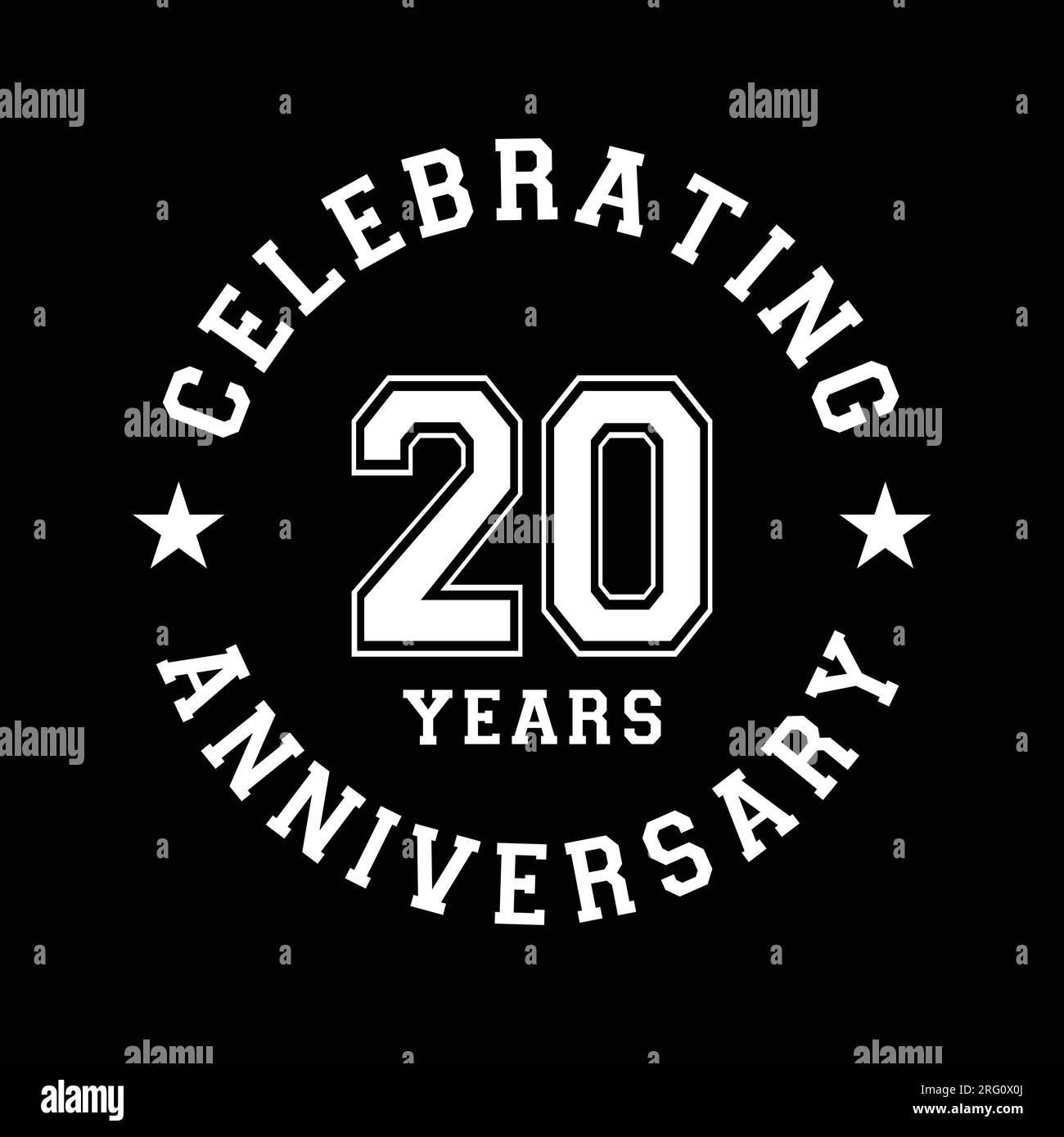 20 years anniversary celebration design template. 20th vector and illustration. Stock Vector