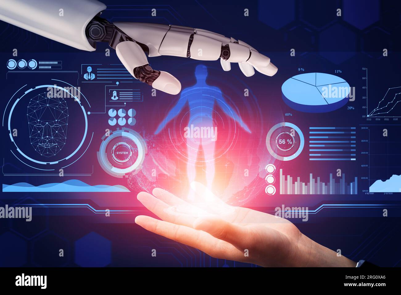 3D Rendering Futuristic robot technology development, artificial ...