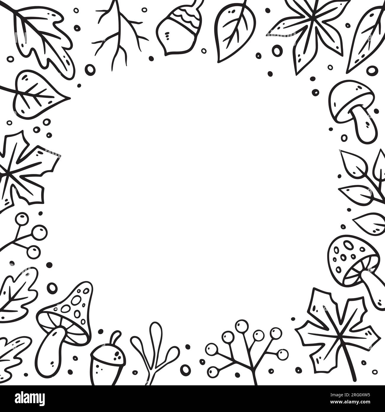 Autumn square frame. Autumn time postcard template. Fall foliage frame ...