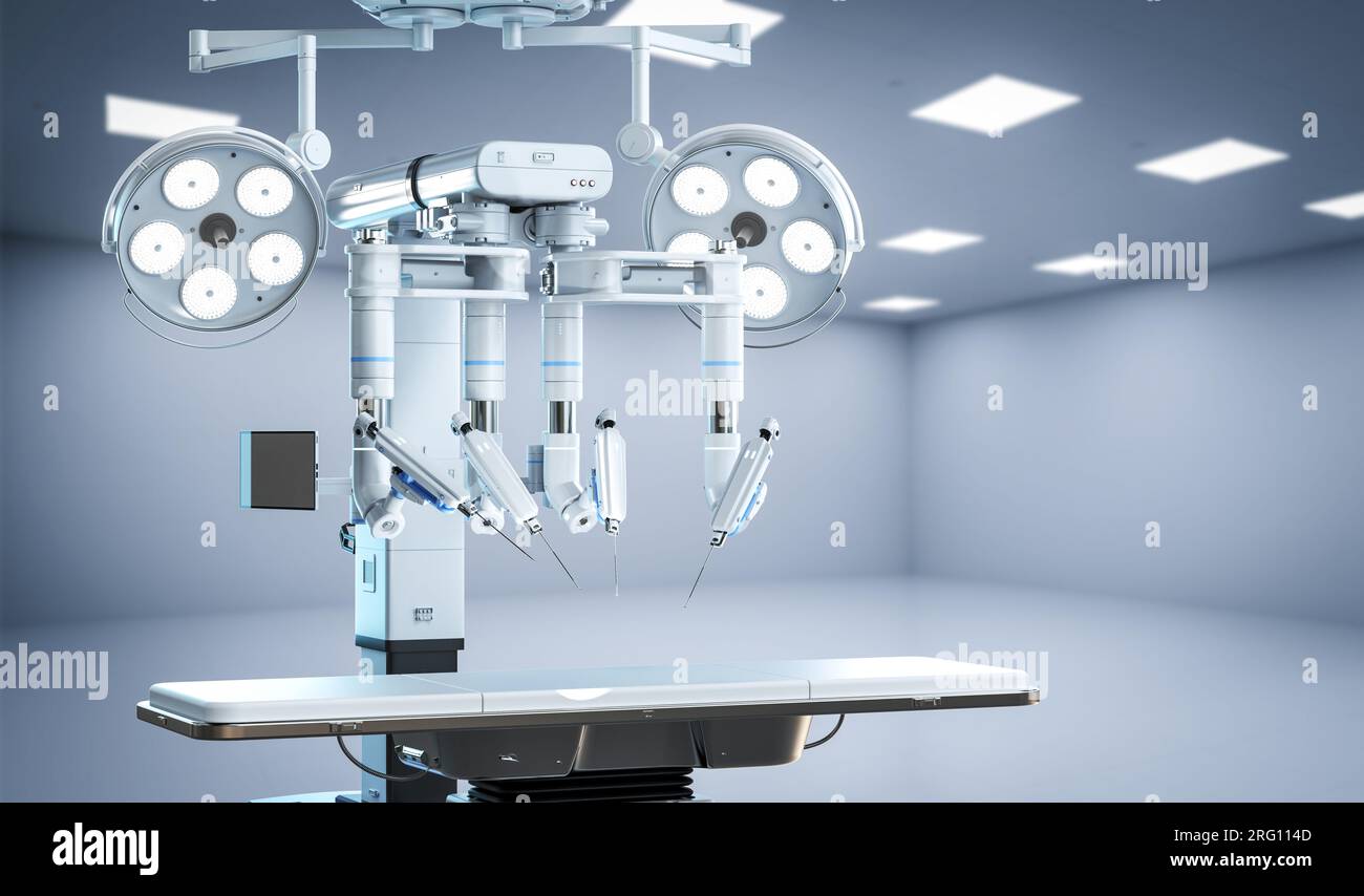 3d rendering robotic assisted surgery in operating room Stock Photo - Alamy