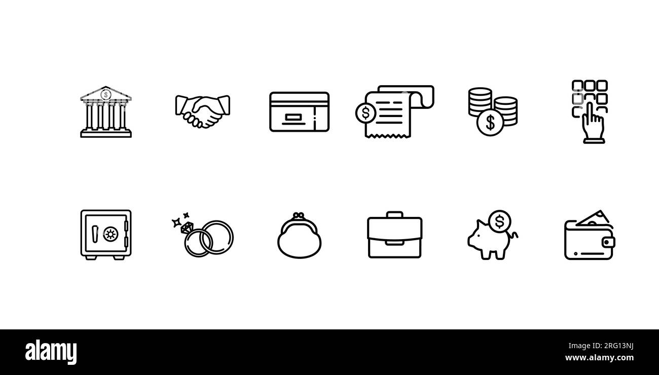 Financial line icons set. Modern graphic design concepts, simple outline elements collection. Vector line icons Stock Vector