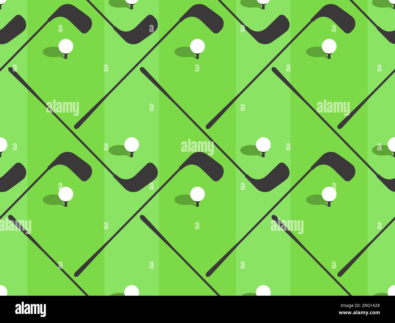 Seamless pattern with golf clubs and balls on a green field. Golf club ...