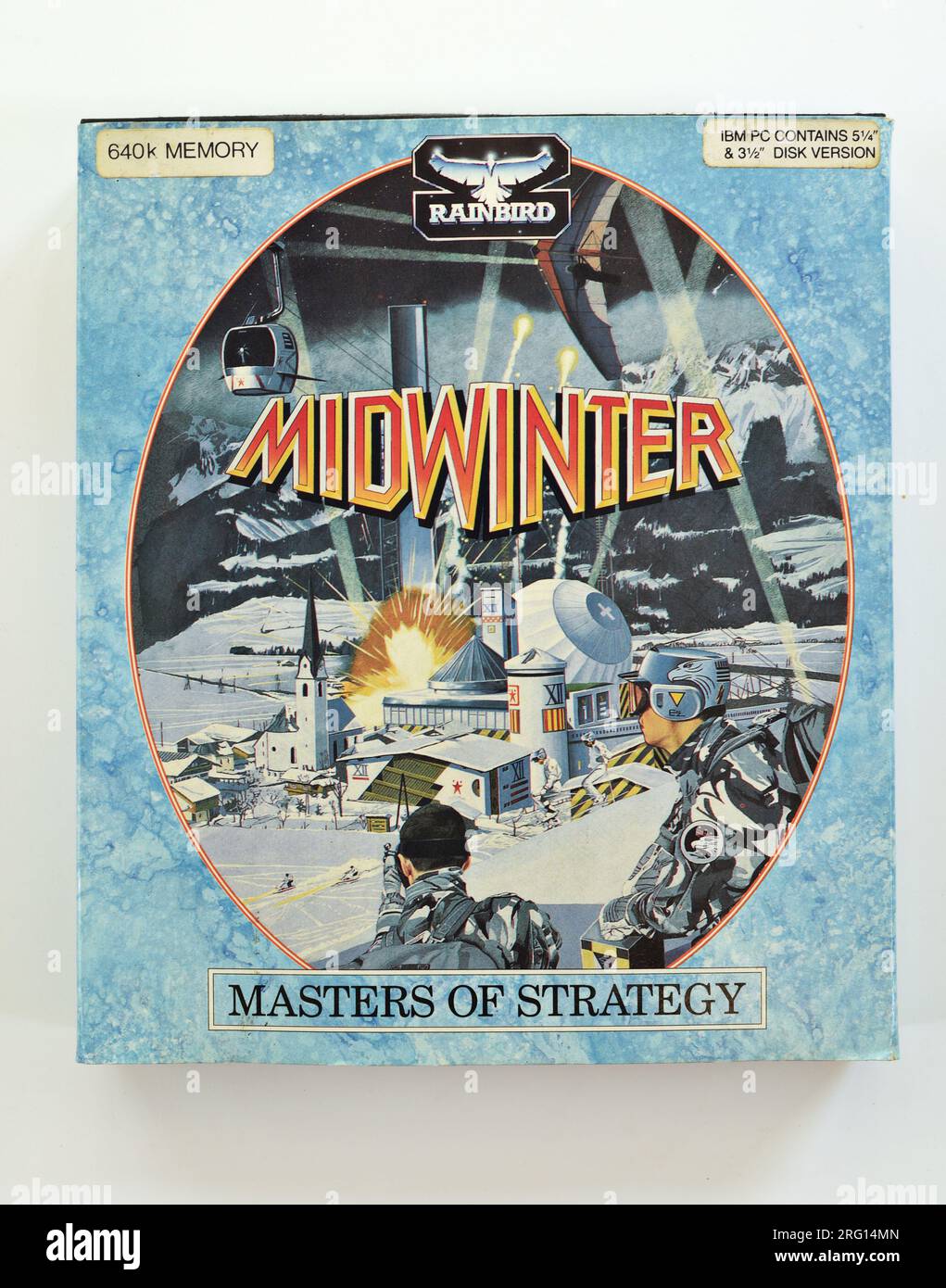 1989 MS-DOS computer game Midwinter Masters of Strategy computer game by Rainbird, box art, front slip cover Stock Photo